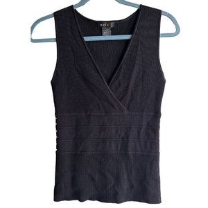 EVIE Black Tank Ribbed  Knitted with Silver Pearl Studded Details Size P/S